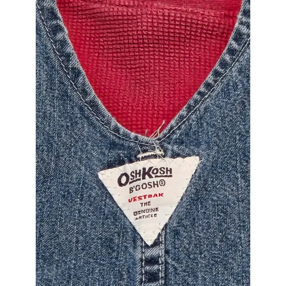 Vintage Y2K Osh Kosh B'Gosh Denim Overalls and Red Theral Shirt Size 24M